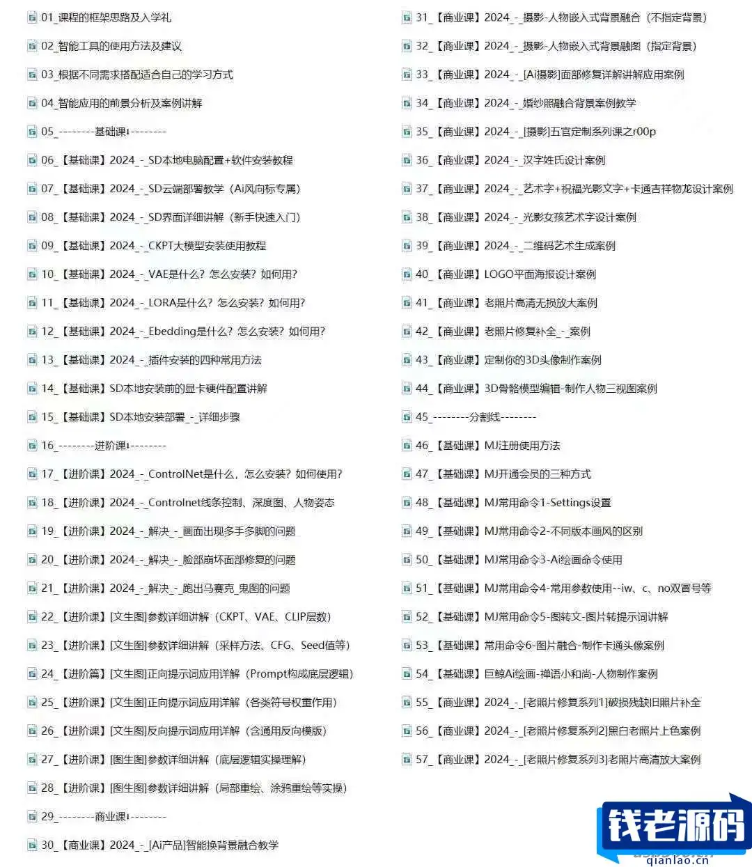 Ai-商业 绘画-应用从入门到精通教程：Ai绘画/设计/摄影/电商/建筑-钱老源码网