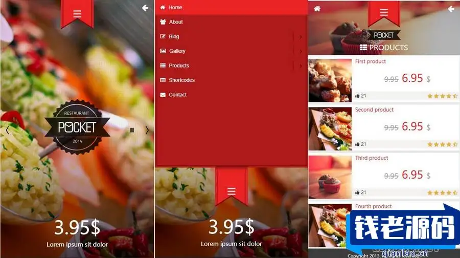 微官网美食订餐HTML5触屏订餐模板源码-钱老源码网