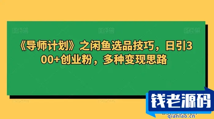 闲鱼选品技巧：吸引300+创业粉的秘诀，多种变现思路揭秘-钱老源码网