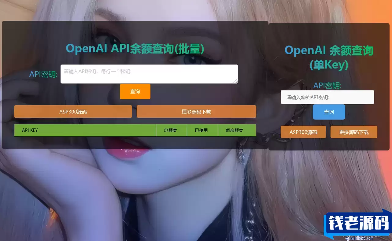 OpenAI API余额批量查询 html源码-钱老源码网