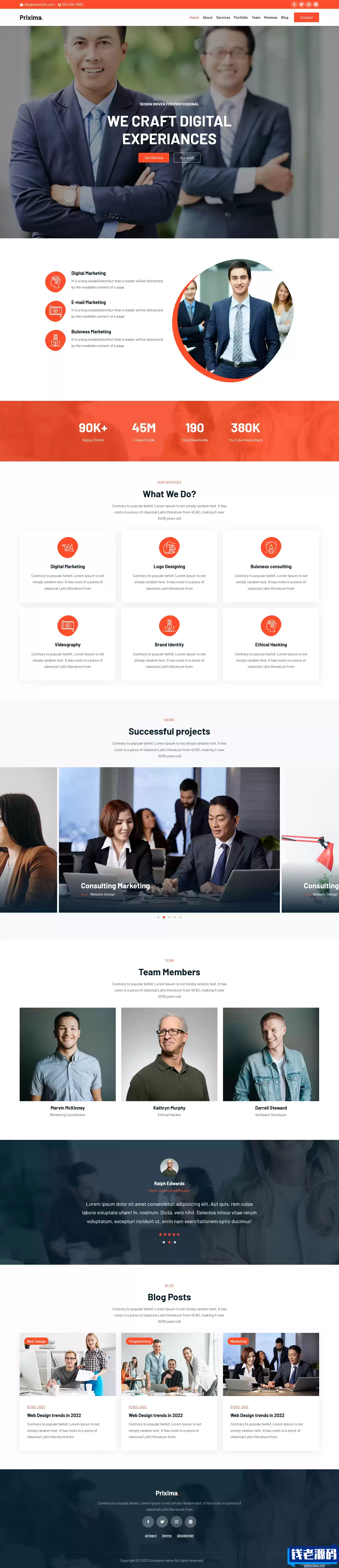 现代商务营销服务公司网站源码 html5模板-钱老源码网