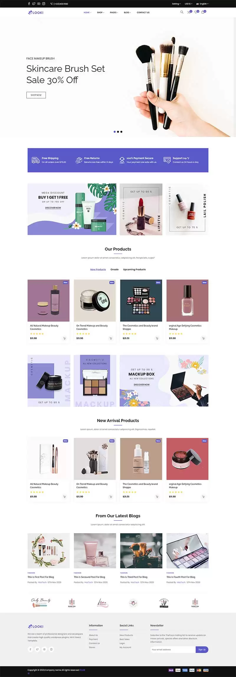 美容化妆品电子商务Bootstrap5模板-钱老源码网