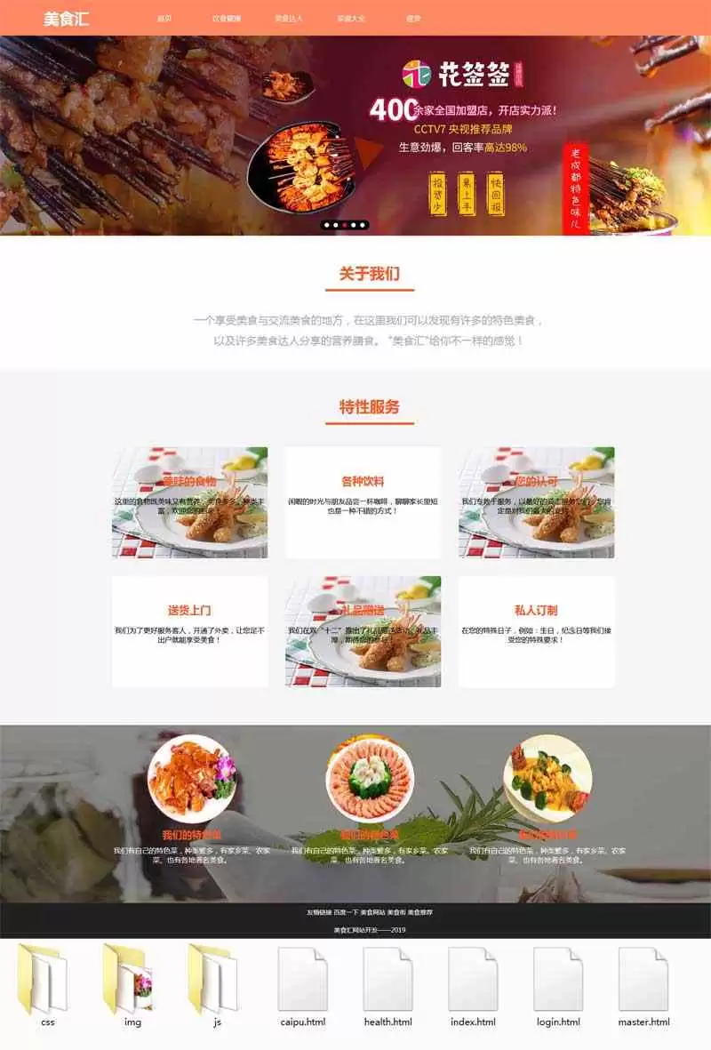 健康美食交流网站静态html模板-钱老源码网