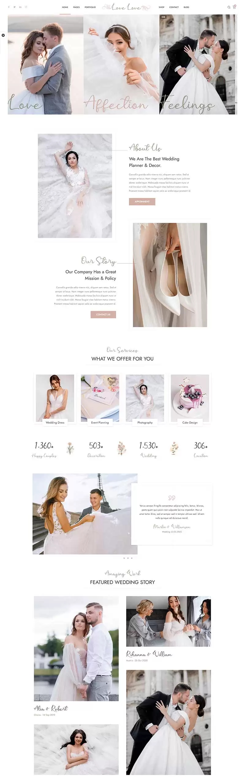 HTML5婚庆婚饰婚纱摄影服务网站模板-钱老源码网