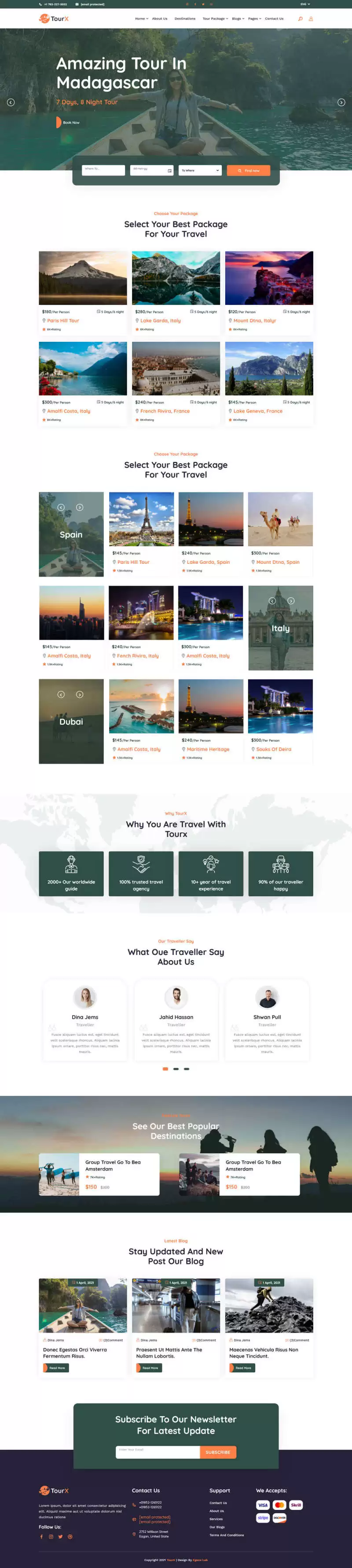 大气的旅游套餐服务HTML5网站模板-钱老源码网
