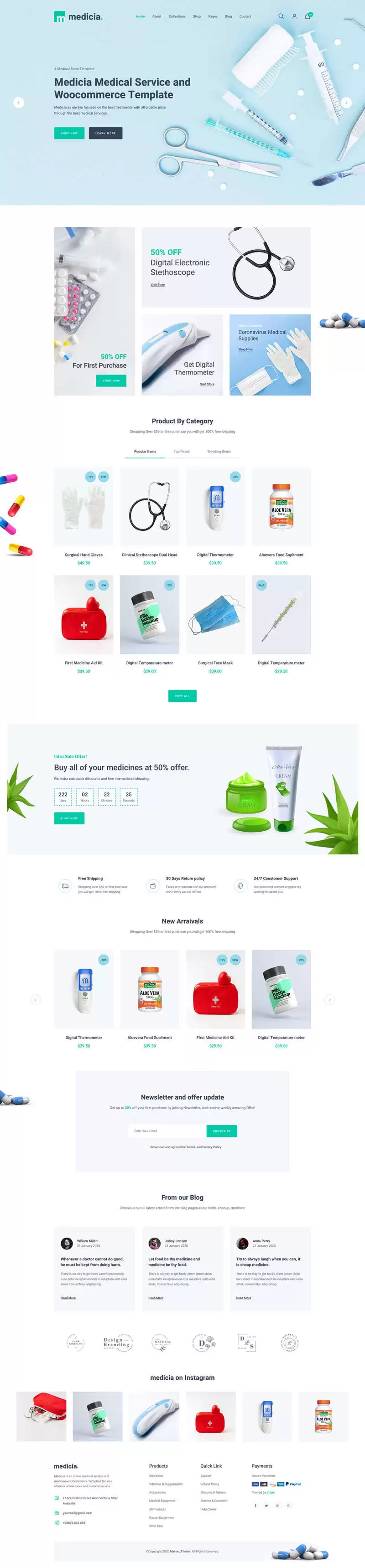 医疗保健用品电子商务HTML5模板-钱老源码网
