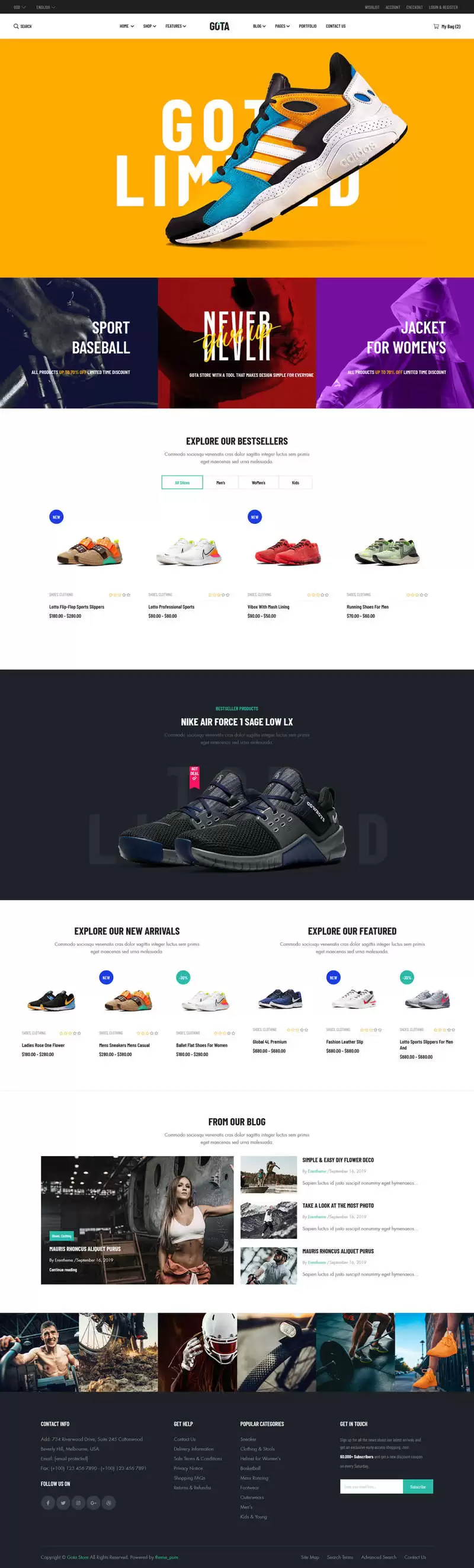 品牌运动鞋服商城HTML5模板-钱老源码网