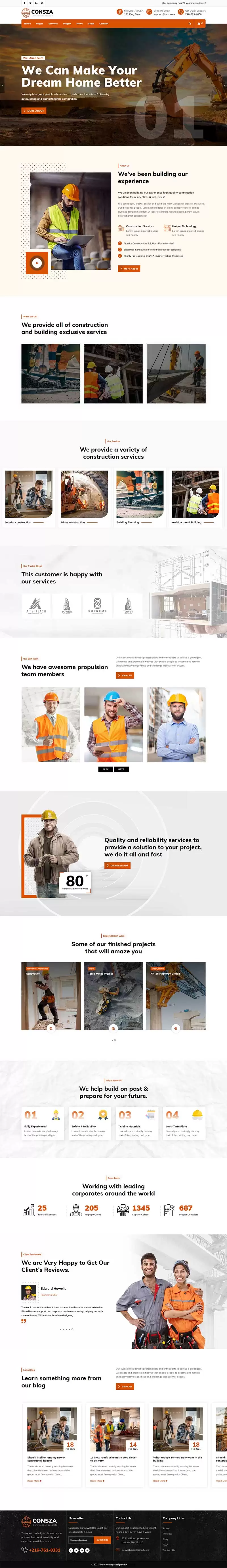 房地产建筑工程企业网站HTML5模板-钱老源码网