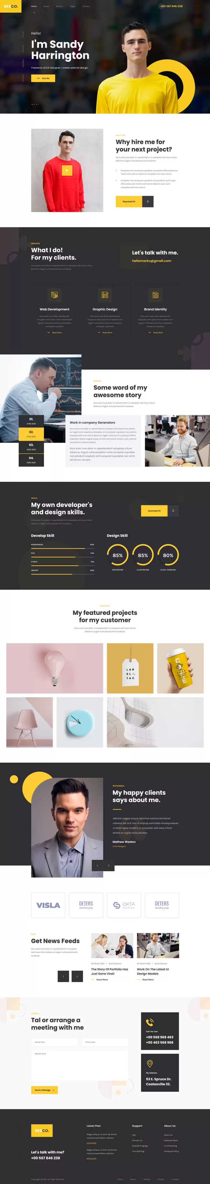 网页版个人简历介绍html5模板-钱老源码网