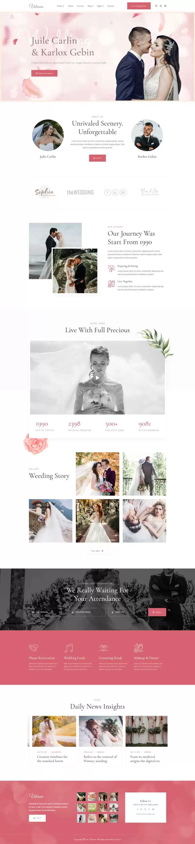 精美的婚礼活动策划摄影HTML模板-钱老源码网