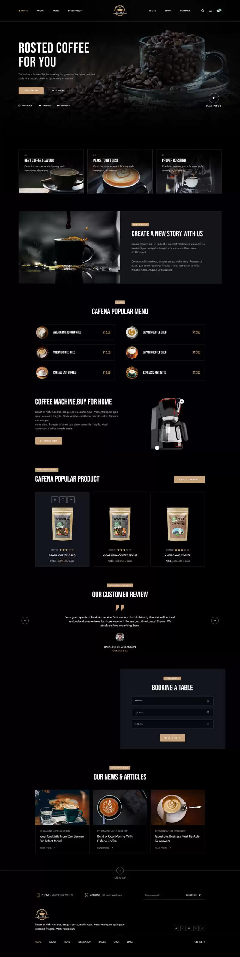 咖啡奶茶店铺HTML5电商模板-钱老源码网