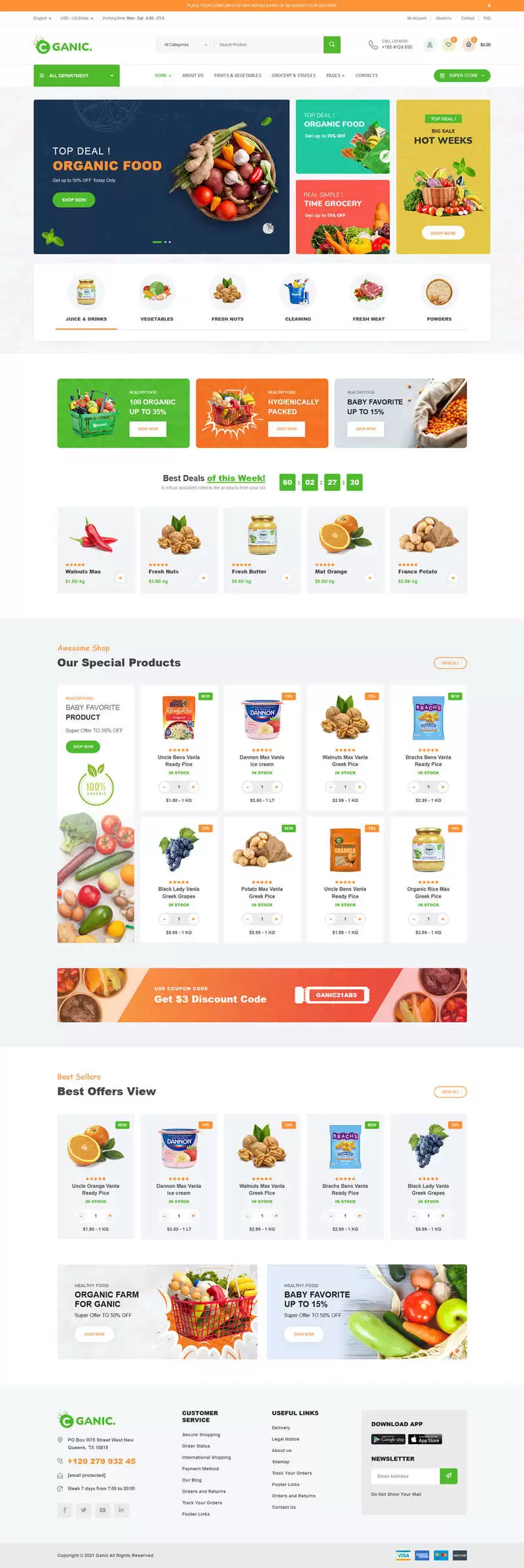 生鲜美食超市HTML5电商模板-钱老源码网