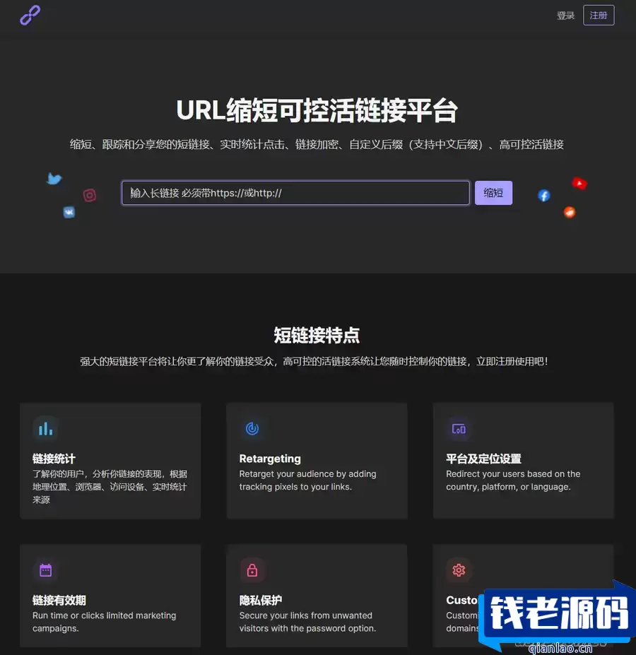 PHPShort轻量级网址缩短程序源码开心版，内含汉化包-钱老源码网