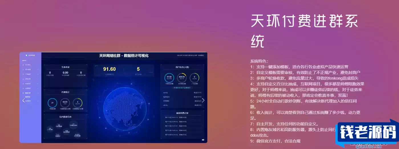 【修复版】天环付费进群系统源码-钱老源码网