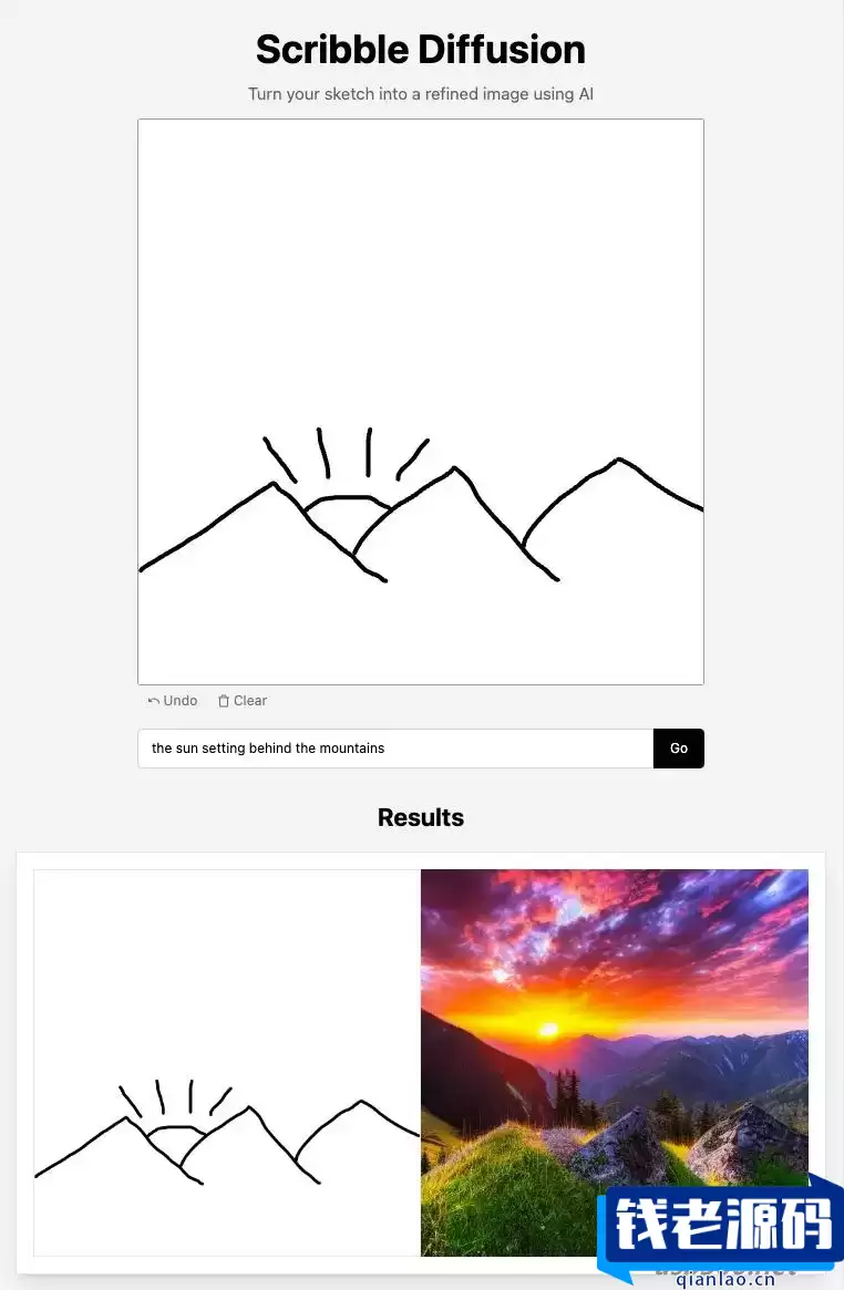 Scribble Diffusion 开源涂鸦 AI 绘画草图变成精致图像源码-钱老源码网