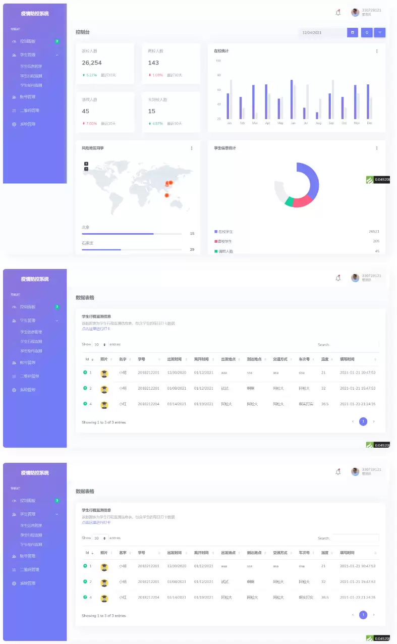 校园疫情防控进出登记thinkphp管理系统源码-钱老源码网