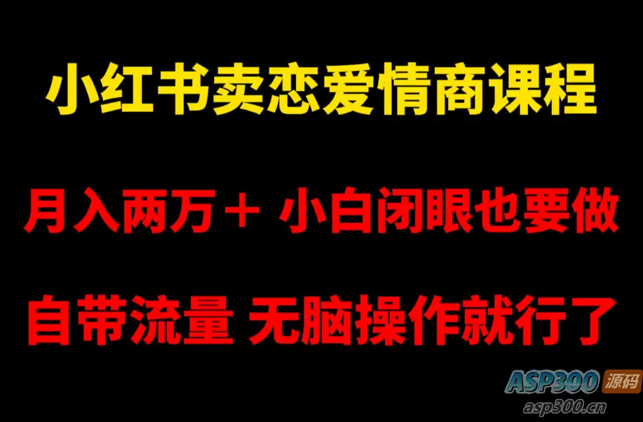 小红书畅销恋爱情商课程，每月超过两万收入，即使是小白也能轻松上手，自带流量，简单易操作-钱老源码网