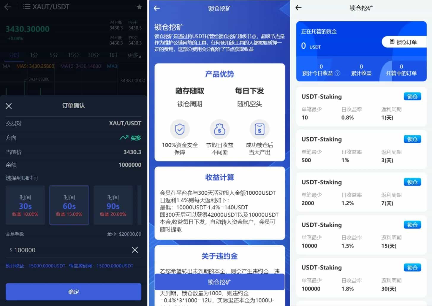Phemex多语言交易所源码/期权交易+合约交易+新币申购+锁仓挖矿+平台币发行+K线行情控制/前端uniapp编译后+后端PHP-钱老源码网