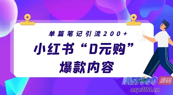 小红书“零元购”爆款内容揭秘，每篇笔记轻松引流200+，月入过万轻而易举-钱老源码网