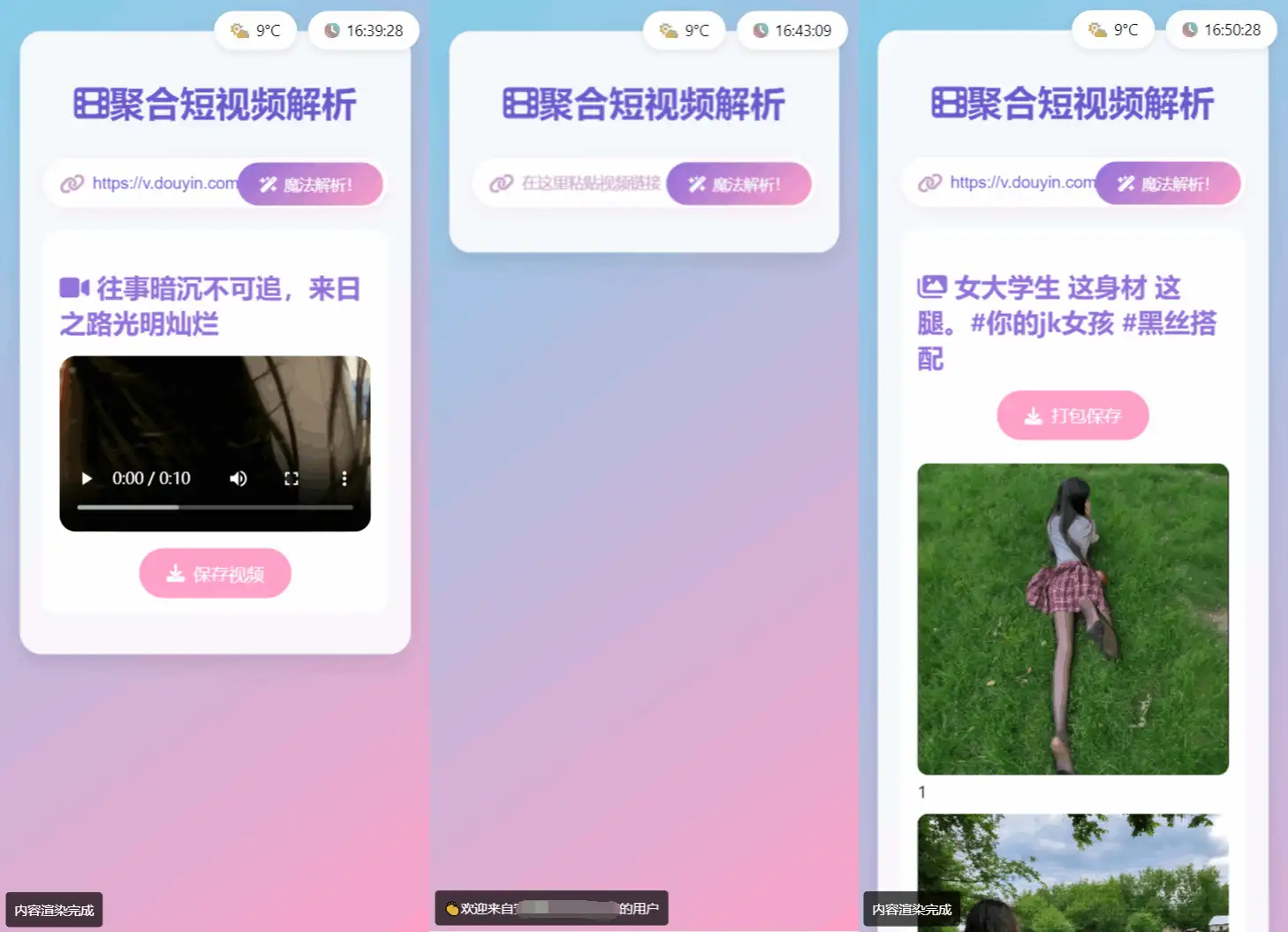 全新二次元聚合短视频解析去水印系统源码 自适应双端