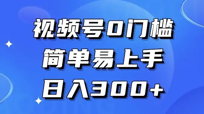 视频号无门槛，轻松上手，入门级教程，每天赚取300+收益-钱老源码网