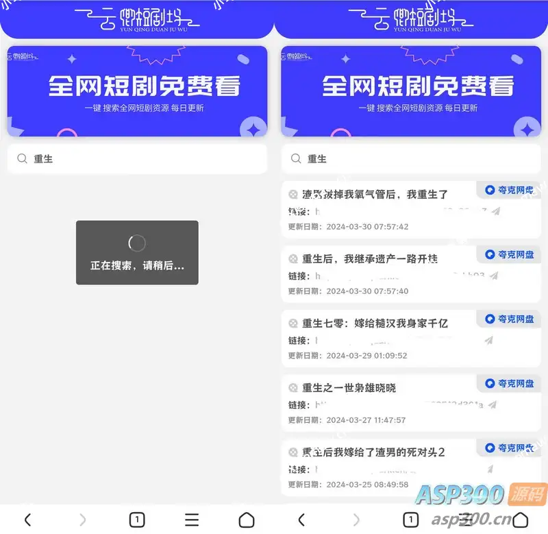 引流源码短剧搜索前端源码+内附搜索API-钱老源码网