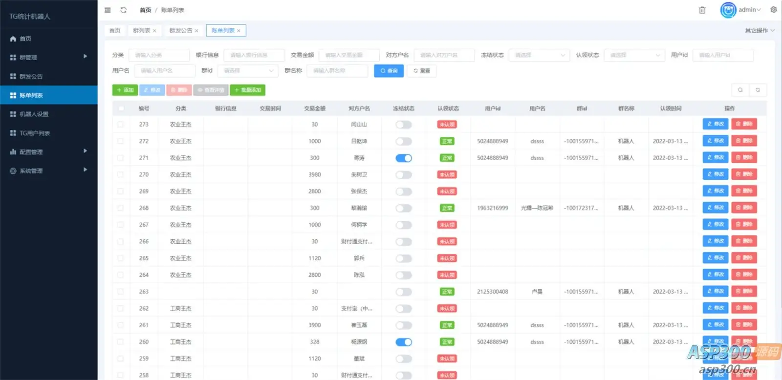 Telegram统计机器人源码/TG记账群发机器源码人/TG自动记账全开源版本-钱老源码网